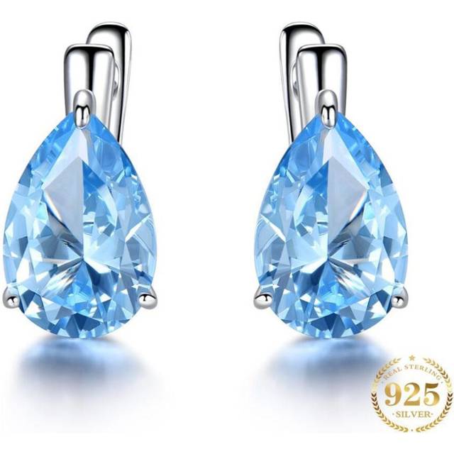 (sky blue) Umcho Luxury Nano Gemstone Blue Topaz Clip Earrings For Women Clip On Earrings Water Drop Fine Jewelry Gift