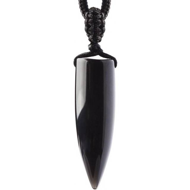 Black Obsidian Natural Stone Pendant Crystal Pillar Necklace Lucky Evil Spirits Transport Jewelry