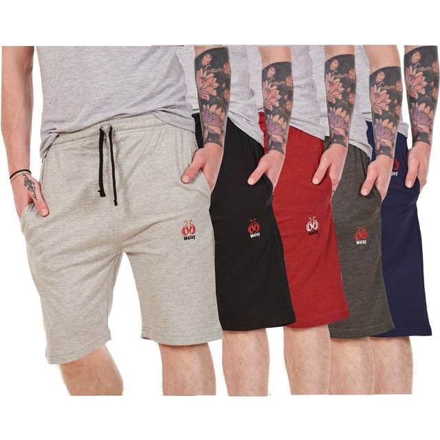 Mens jersey shorts cotton lightweight branded side pockets plain gym holiday