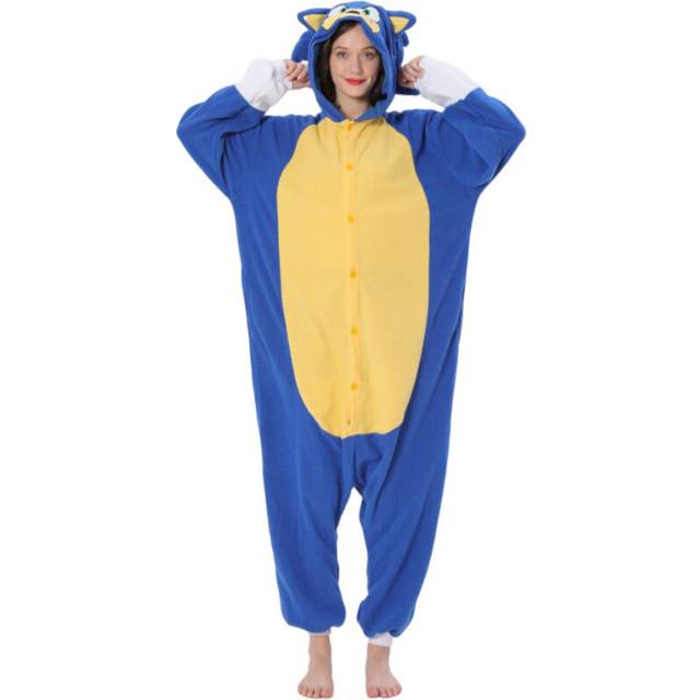 (S) Cartoon animal one-piece pajamas Halloween Christmas shaker fleece couple pajamas Socko Nick Stitchers
