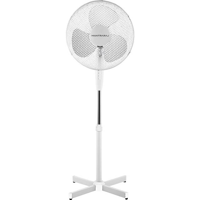 (White) 16 Inch Pedestal Fan 3 Speed Settings Safety Mesh Grill Oscillating Fan
