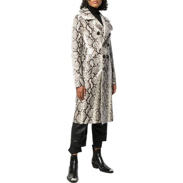 (EU 40) DSQUARED2 Womens Trench Coat Double Breasted Jacket Leather Overcoat