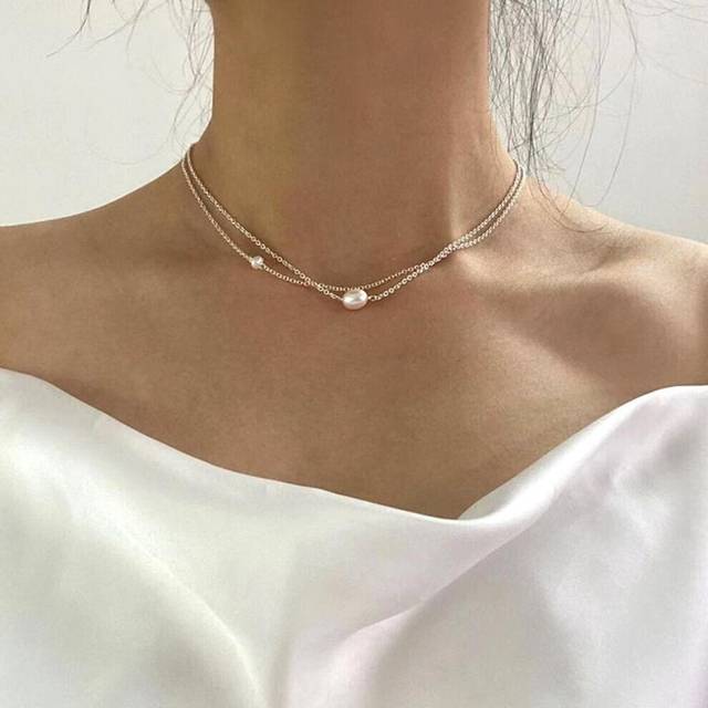 (white, 39cm) Natural Freshwater Pearl Necklace For Women 925 Sterling Silver Chain Fashion Jewelry Gift