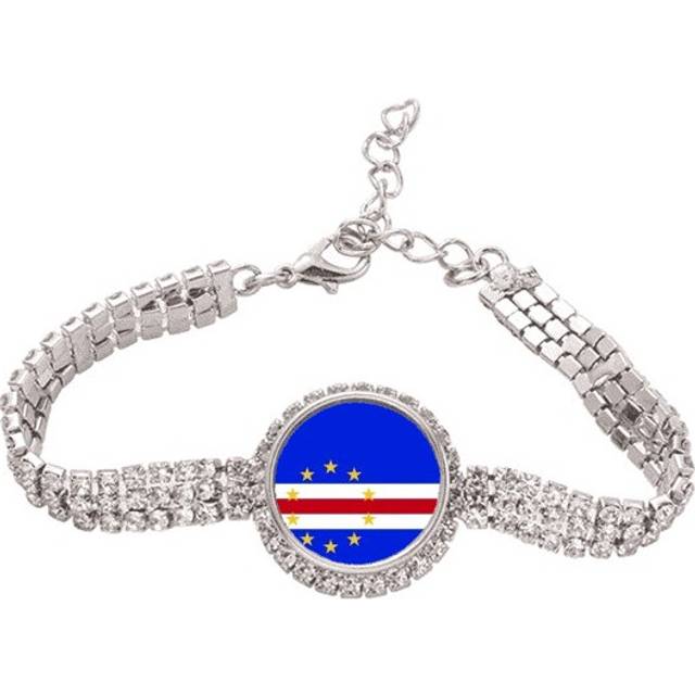 Cape Verde National Flag Africa Country Tennis Chain Anklet Bracelet Diamond Jewelry