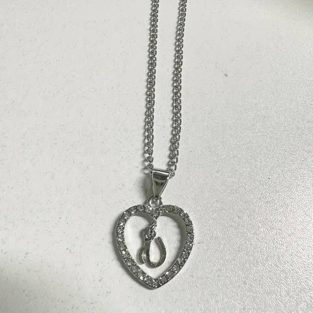 (U) Bohemian Style Heart-shaped Letter Pendant Necklace