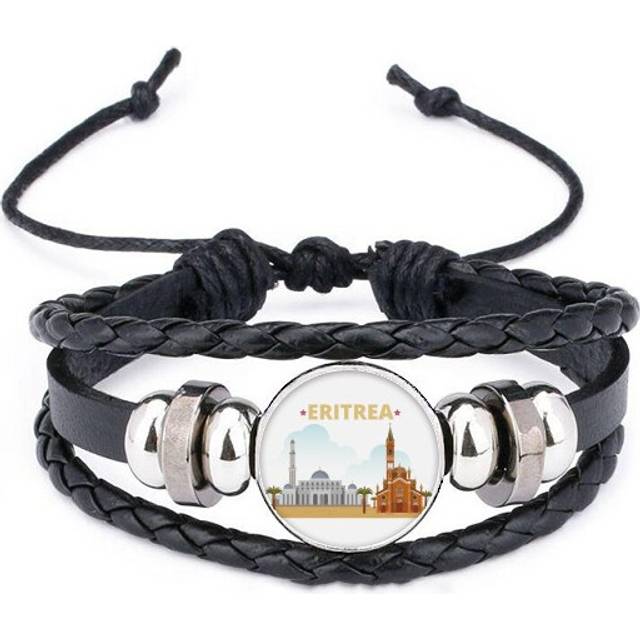 city castle building eritrea bracelet braided leather woven wristband