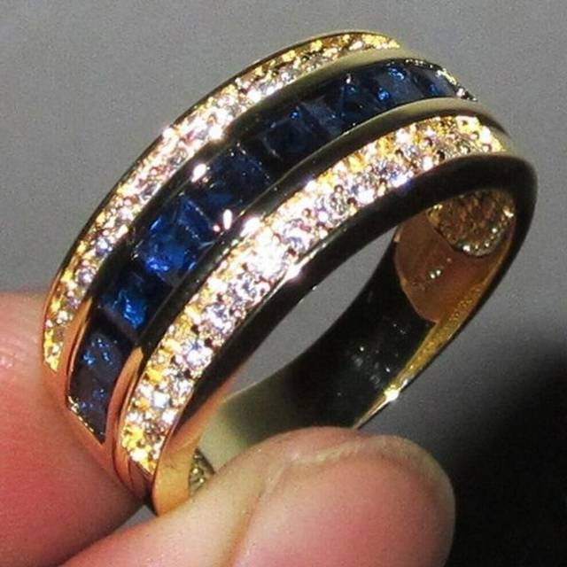 (as the picture, 7) Trendy Real Diamond Sapphire Ring For Women 18k Gold Bague Or Jaune For Jewelry Anillos Men Gemstone Anel Jewelry Gold Rings Box