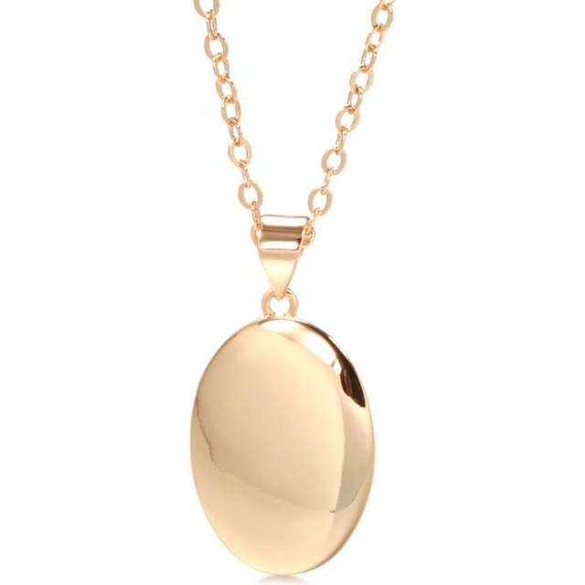 (rose gold) Kinel Trendy Glossy Rose Gold Necklace Simple Pendant Necklace