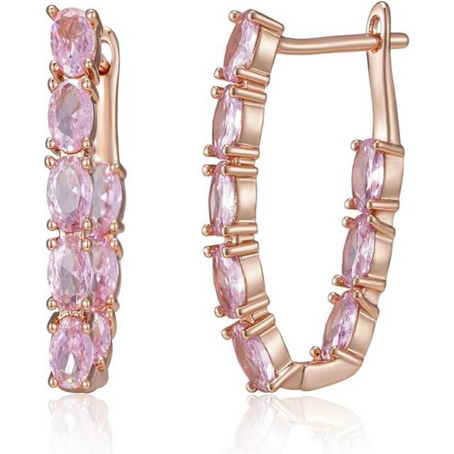 (rose gold) Kinel Shiny Pink Natural Zircon Full Paved Drop Earrings For Women Luxury Rose Gold Color Fine Jewelry Gift