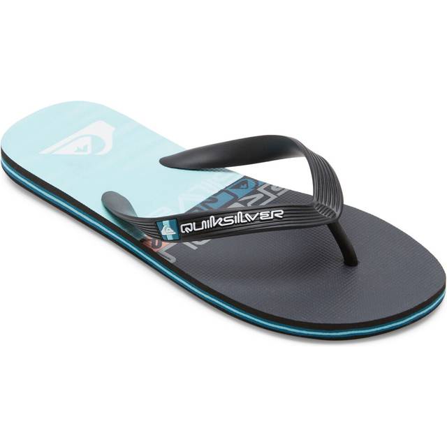(7, Black/Blue/Black) Quiksilver Mens Molokia Stripe Summer Beach Pool Sandals Flip Flops