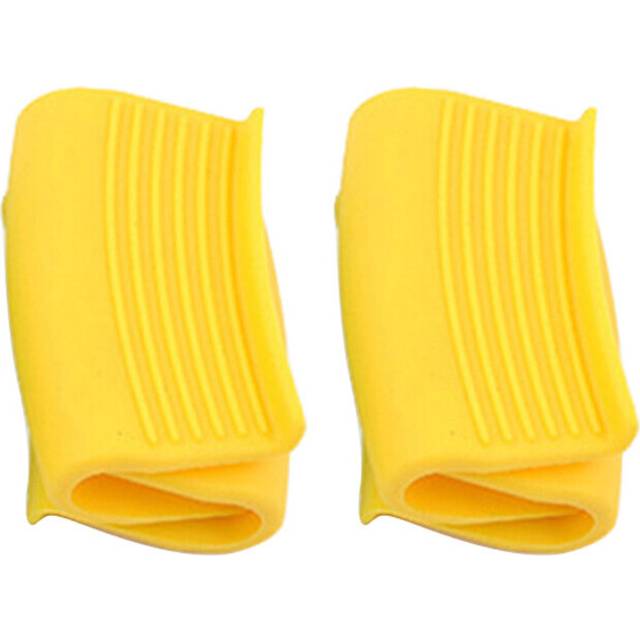 (2pcs yellow) 2pcs Silicone Pot Clips Heat Resistant Pan Handle Cover Grip Oven Mitts Anti-Scalding Gloves for Cooking Clamp Kitchen Tools