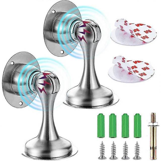 (As show, One size) wall door stopper 2pcs adhesive floor door stopper magnetic   heavy duty magnet door latch