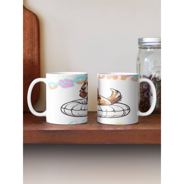 (Doggy Days of summer aesthetic summer vacation cocker spaniel dog in a swimming ring-7439) Coffee Mugs 11oz Golden Aurora Ceramic Mug Cute Novelty Ch
