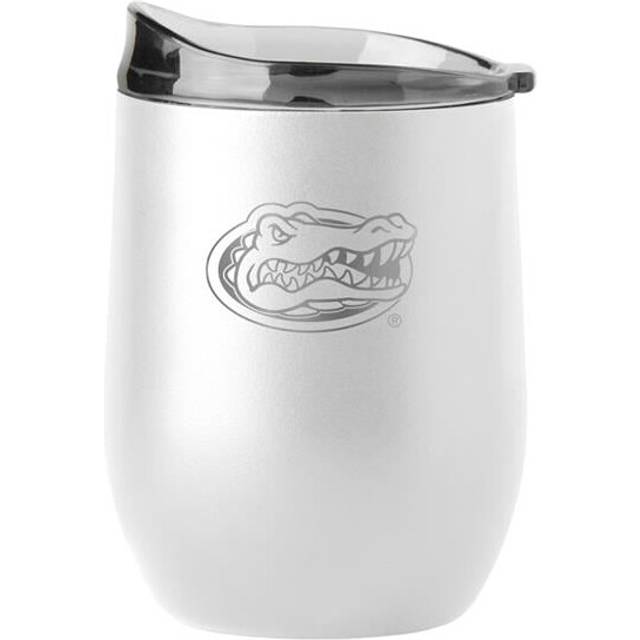 Logo Brands 135-S16PB-WHT-9 Florida 16 oz White Etched Powder Coat Curved Beverage