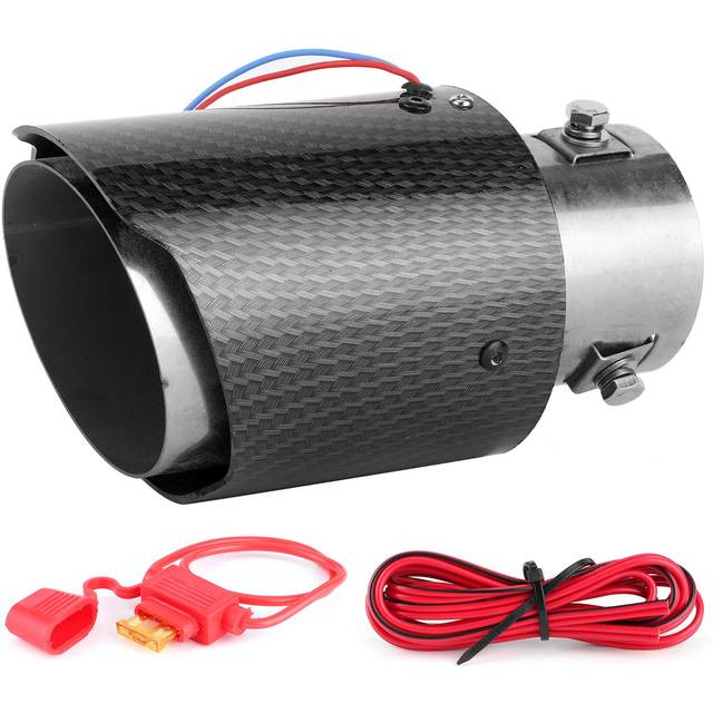 Exhaust Pipe Tail Throat Muffler LED Tip Trim Car Replacement Inlet 63mm Outlet 90mmRed Light red