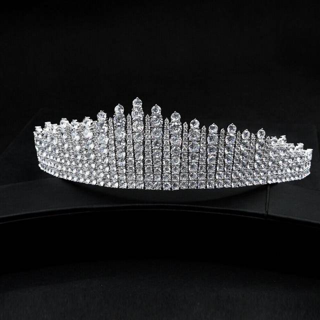 Luxury All CZ Cubic Zirconia Flower Queen Wedding Party Princess Tiara Crown