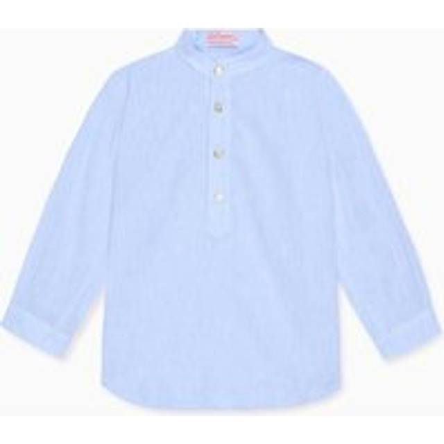 Light Blue Jazmin Linen Mix Long Sleeve Boy Shirt - 6Y