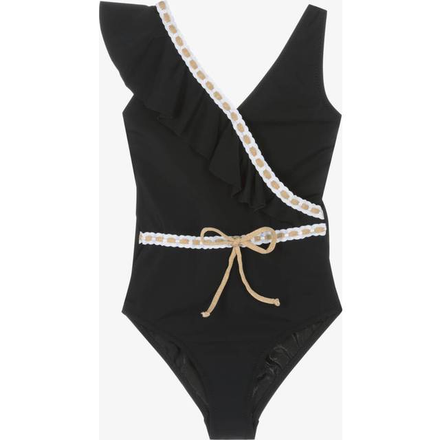 Nessi Byrd Girls Black Ruffle Swimsuit (Uv50) - 12 year