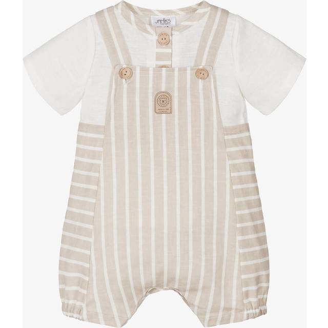 Jamiks Baby Boys Beige Dungaree Shorts Set - 6-9 month