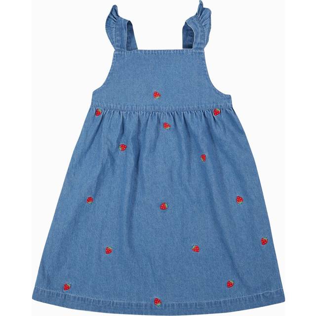 Frugi Baby Willa Organic Cotton Strawberry Dress, Blue
