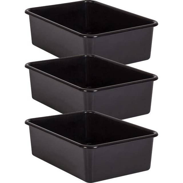 Black Large Plastic Storage Bin  Pack of 3
