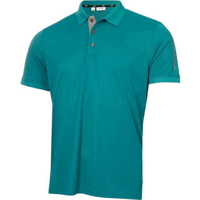 (M, Sea Green) Calvin Klein Mens Club Golf Lightweight Breathable Wicking Polo Shirt
