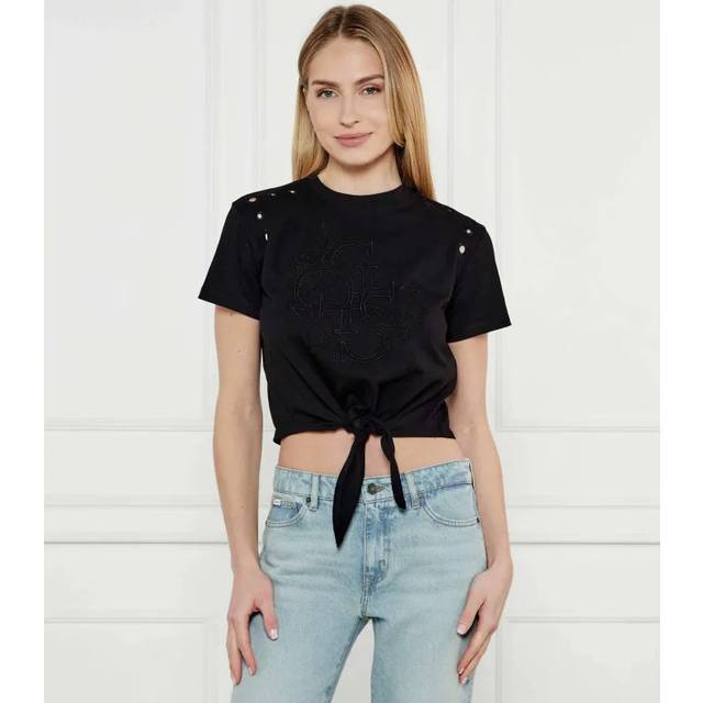 Women's eyelet t-shirt Guess Tone On Tone - Noir - XL