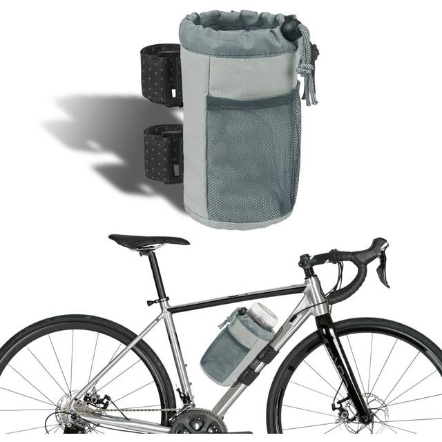 Chronus Bike Cup Holder, Cycling Water Bottle Drink Organizer, Oxford Water Bottle Holder with Mesh Pocket, Universal Handlebar Accessories Cup