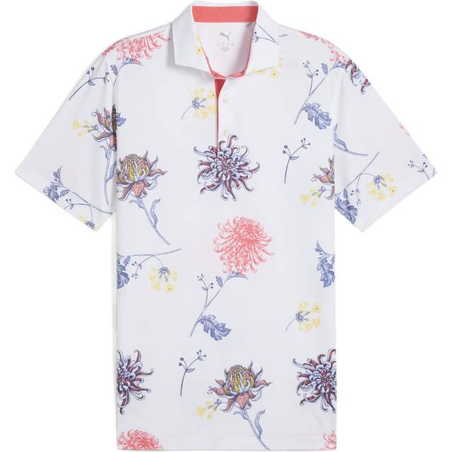 PUMA Mattr Dahlia Polo Shirt Men, White Glow/Peach Frost, size Large (Large)