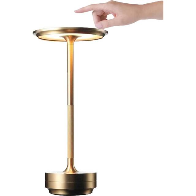 (Gold) Cordless Metallic Table Lamp, I-shaped Dimmable Rechargeable Waterproof Desk Light, Touching Control LED Decorative Light