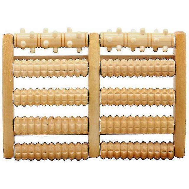 (As show, One size) Wooden double foot massage roller to relax and relieve plantar fasciitis, heel and arch pain