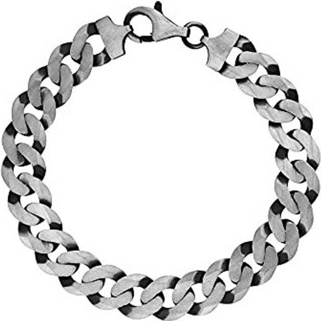 Tuscany Silver Men's Sterling Silver 10mm Square Curb Bracelet of 21.5cm/8.5"
