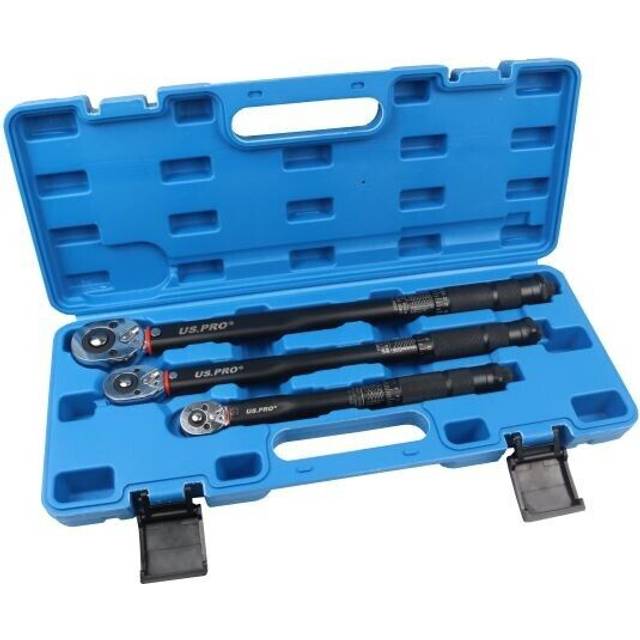 Pro 3 piece calibrated torque wrench set 2-230nm 1/4 3/8 1/2" heavy duty
