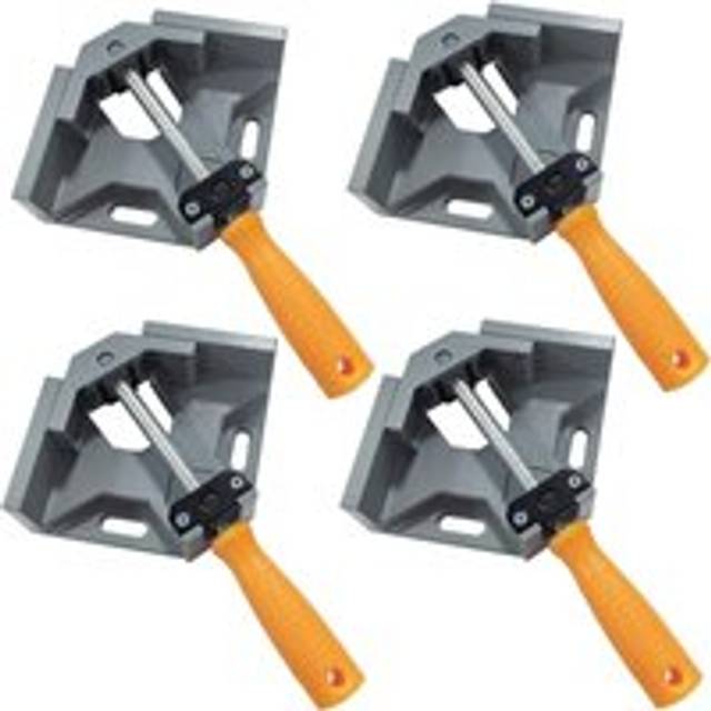 Laoa - 4 Pcs 90° Angle Clamp, Aluminum Alloy Corner Vise, Angle Welding Clamp with Adjustable Swivel Jaw, for Carpenter Tools, Carpenter Welding Gray