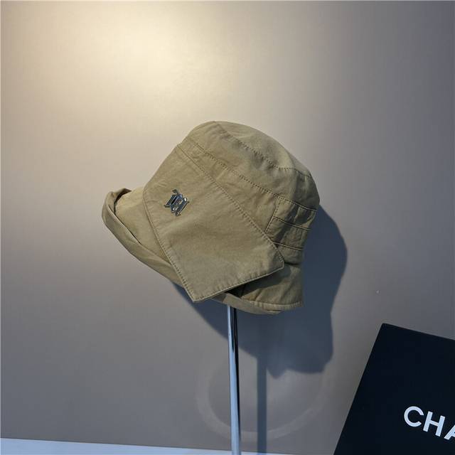 (Khaki) Hat Versatile Style Minimalist Metal Letters Womens Bucketfishermans Hats