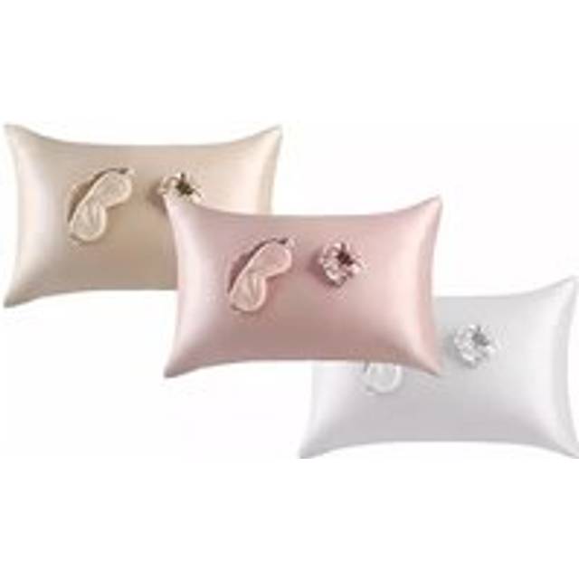 Luxury Satin Sleep Gift Set - Satin Pillowcase, Eye Mask & Scrunchie - Soft, Gentle, Machine Washable - Gift-Ready in Champagne, Pink or White | Wowch