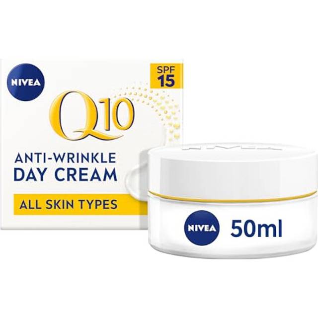 NIVEA Q10 Anti-Wrinkle Power Firming Day Cream SPF 15 (50ml), Anti-Wrinkle Face Cream with Skin Identical Q10 and Creatine, Face Cream for Wrinkles