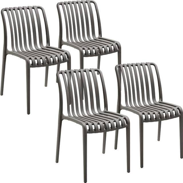 Garden chairs Alcudia - durable, stackable and weather-resistant - anthracite, Set of 4