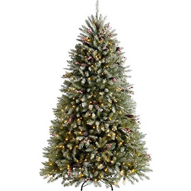 WeRChristmas Pre-Lit Decorated Snow Flocked Christmas Tree with 500 Warm White LED Lights, Green, 6 feet/1.8 m