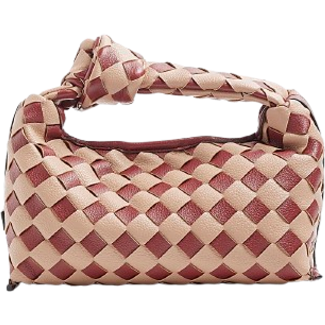 River Island Womens Red Faux Leather Knot Woven Clutch Bag - One Size