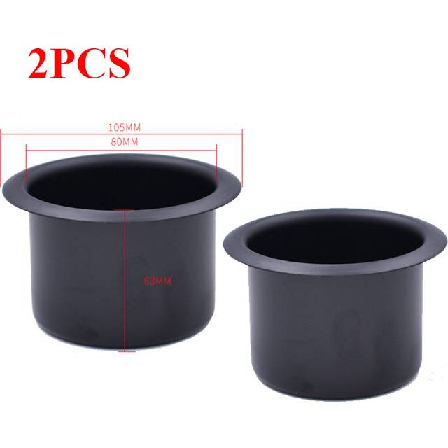 (Black) 2 PCS Aluminum Alloy Car Interior Cup Drink Bottle Holder Storage Can