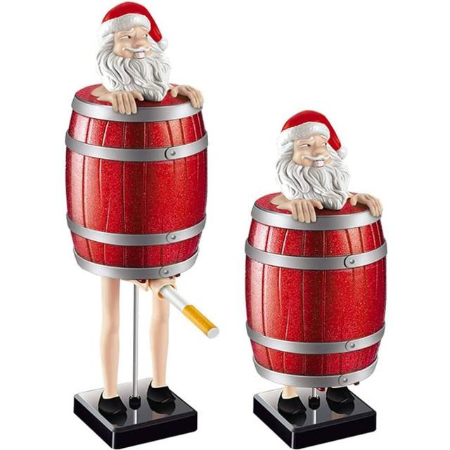 (Santa Claus) Cigarette Dispenser Pop Up, Funny Cigarette Holder Case, Creative Spoof Cigarette Box Santa Claus Wooden Barrel Design