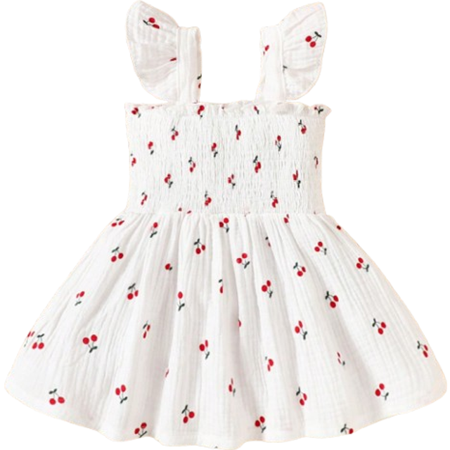 Souflis Baby Girl Cherry Print Ruffle Trim Dress