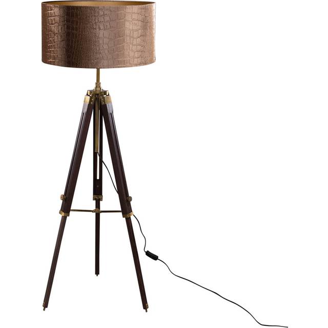 Brass Tripod Floor Lamp with Crocodile Velvet Shade 50cm - Cortin
