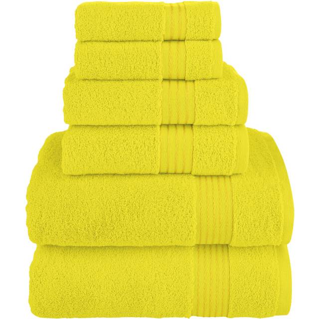 Elegant Comfort Premium Cotton 6-Piece Towel Set  Includes 2 Washcloths  2 Hand Towels and 2 Bath Towels  100% Turkish Cotton - Highly Absorbent and S