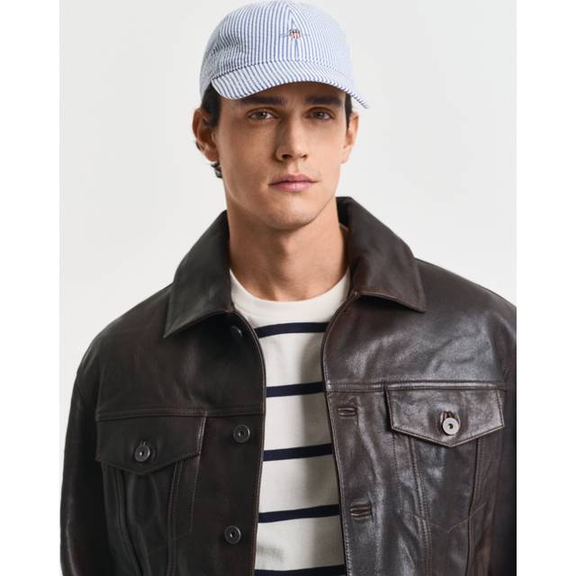 GANT Striped Seersucker Cap Rich Blue