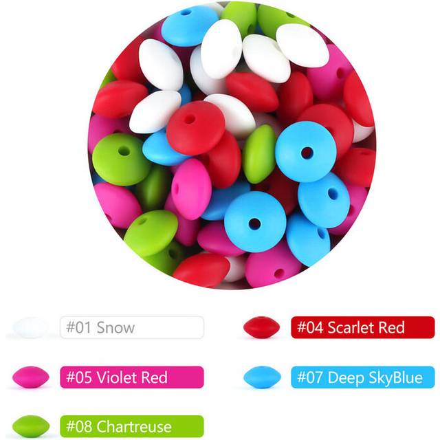 (A) 50pcs Baby Silicone Beads 12mm Lentil Beads Food Grade DIY pacifier clip Necklace Teether children's Toys products Accessories