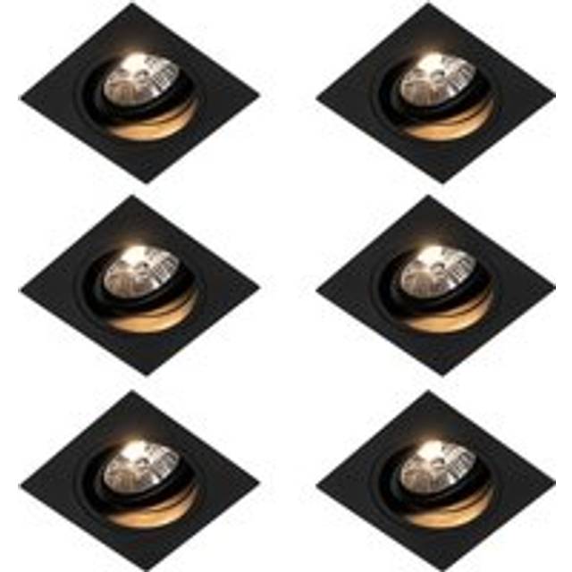 Qazqa - Set of 6 Modern Recessed Spotlight Black Adjustable - Chuck 70