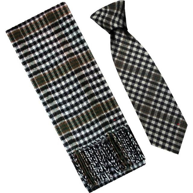 Burns Check Tartan Plaid Lambswool Scarf & Tie Gift Set