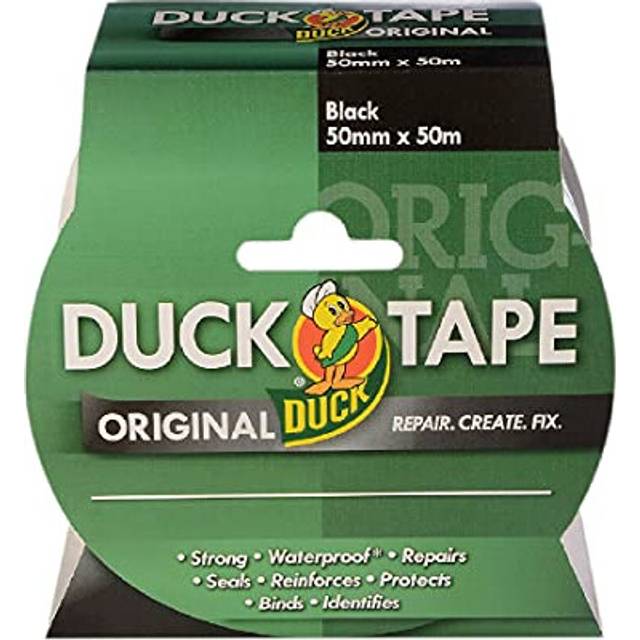 Duck Tape Original Black, 50mm x 50m. The original high strength waterproof gaffer and duct adhesive cloth repair tape